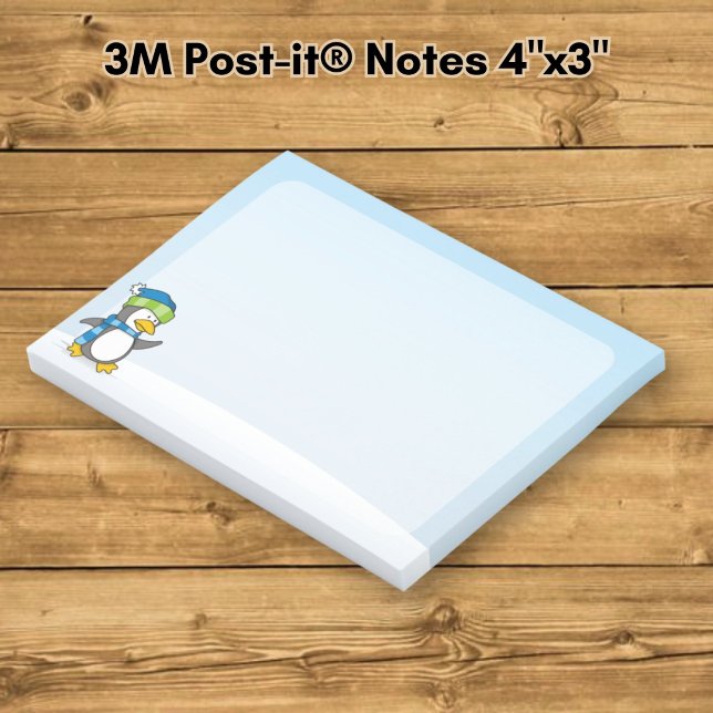 Liten pingvin som går på snö post-it block (Skapare uppladdad)