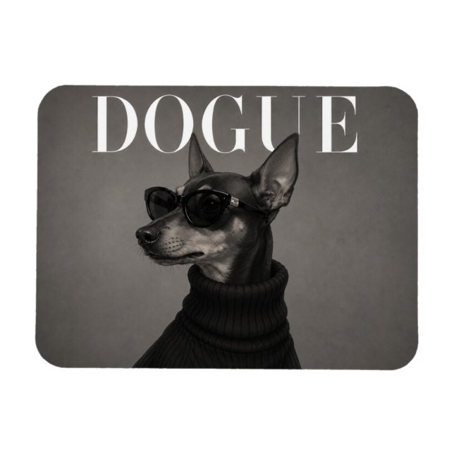 Liten Pinscher Lyx Mode Hund Porträtt Fle Magnet (Horisontell)