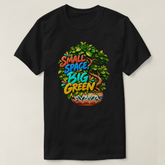 Liten Plats Stor Grön Färgrik Bonsai Botanisk Il T Shirt
