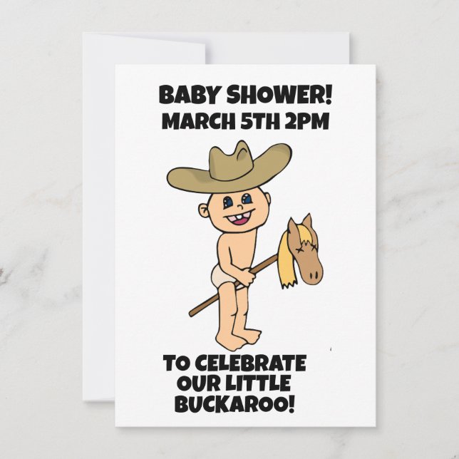 LITEN POJK COWBOY BABYFÖDSELSE INVITATIONER INBJUDNINGAR (Framsida)