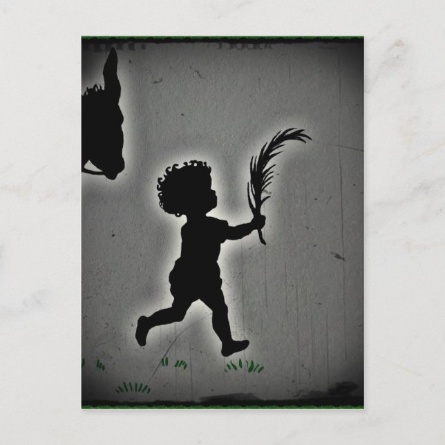 Liten pojke med en palmkvist vykort (Framsida)