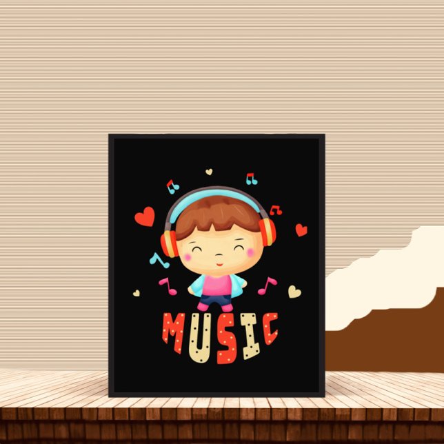 Liten pojke med musik fototryck (Skapare uppladdad)