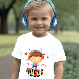 Liten pojke med musik t shirt
