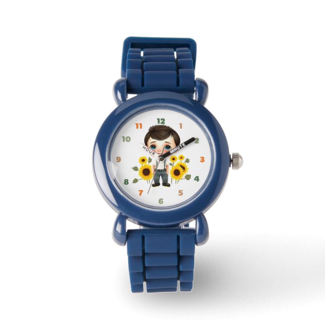 Liten pojke med solrosor armbandsur (Framsida)