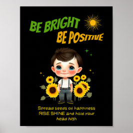 Liten pojke med solrosor poster