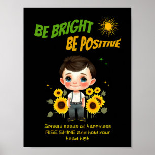 Liten pojke med solrosor poster