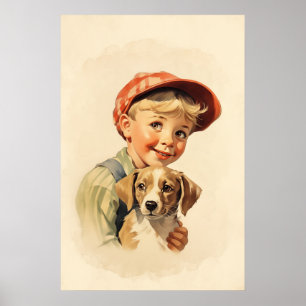 Liten pojke och hund poster