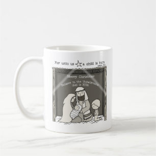 Liten pojke vid krubban - God Jul Kaffemugg