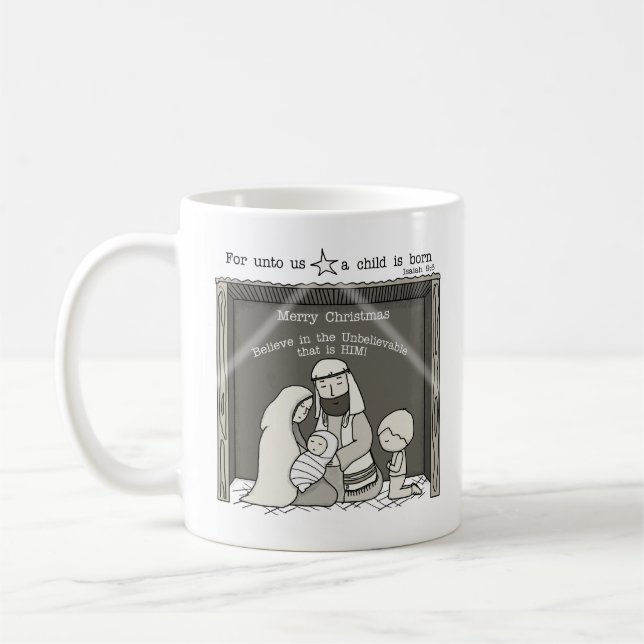 Liten pojke vid krubban - God Jul Kaffemugg (Vänster)