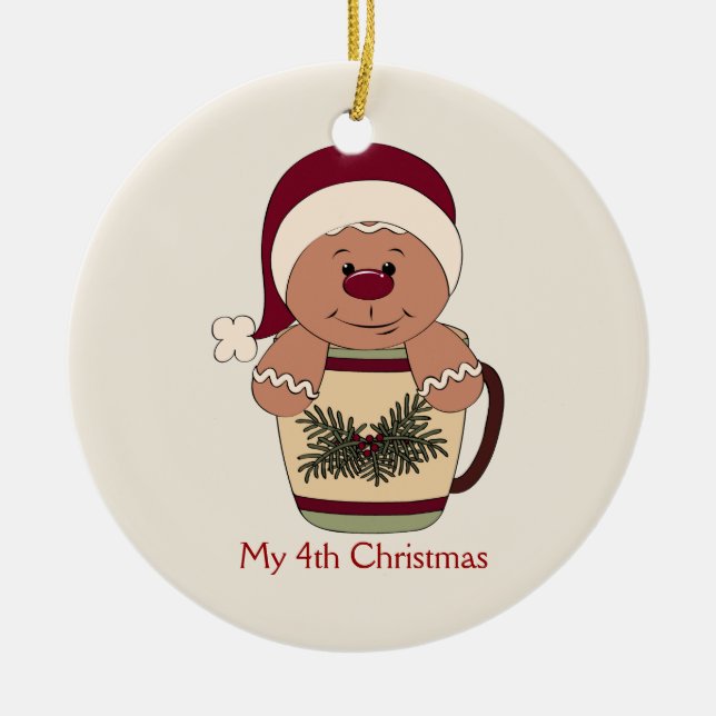 Liten pojkes pepparkakornament julgransprydnad keramik (Framsidan)