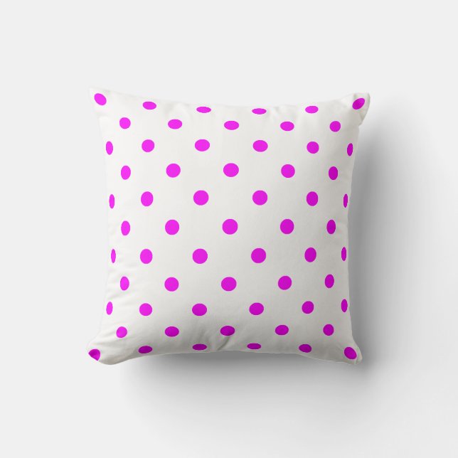 Liten polka dots - Fuchsia på vit Kudde (Framsida)