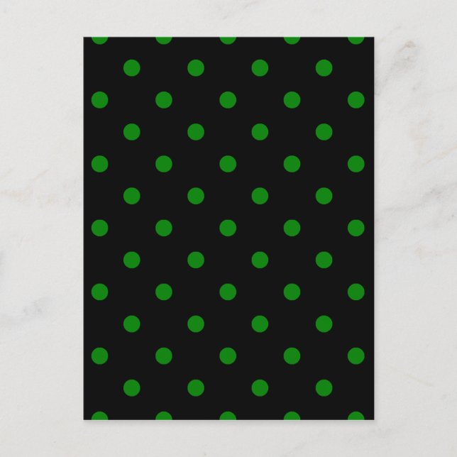 Liten Polka dots - Grönt på svart Vykort (Framsida)
