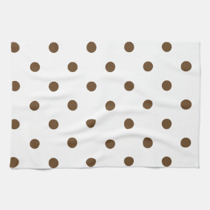 Liten polka dots - mörkbrunt på vit kökshandduk