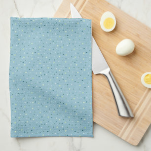 Liten polka dots på ljusblå blått. kökshandduk