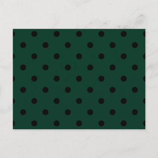 Liten Polka dots - svart på Mörk grönt Vykort