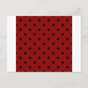 Liten Polka dots - Svart på Mörk Red Vykort