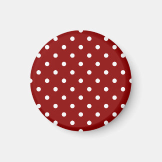 Liten Polka dots - vit på Mörk Red Magnet