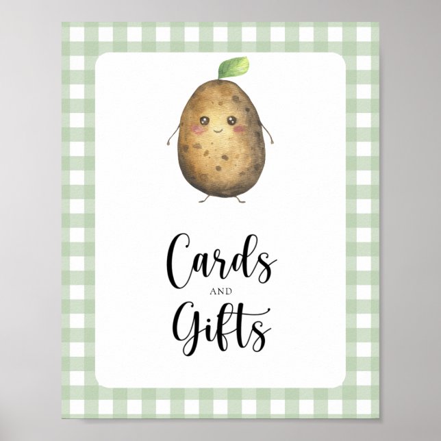 Liten potatis - kort och presenter baby shower poster (Framsidan)