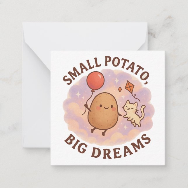 Liten Potatis Stora Drömmar – Sött Motivational Anteckningskort (Framsida)