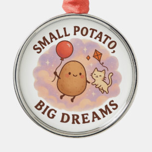 Liten Potatis Stora Drömmar – Sött Motivational Julgransprydnad Metall