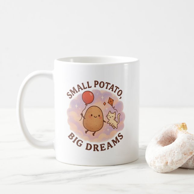 Liten Potatis Stora Drömmar – Sött Motivational Kaffemugg (Med munk)