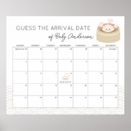 Liten Potsticker Gissa Förfallodatum Kalender Poster