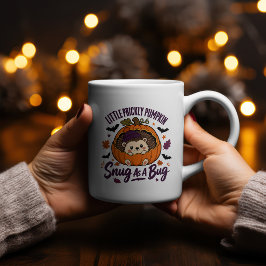Liten Prickig Pumpa Igelkott T-shirt | Halloween Två-Tonad Mugg