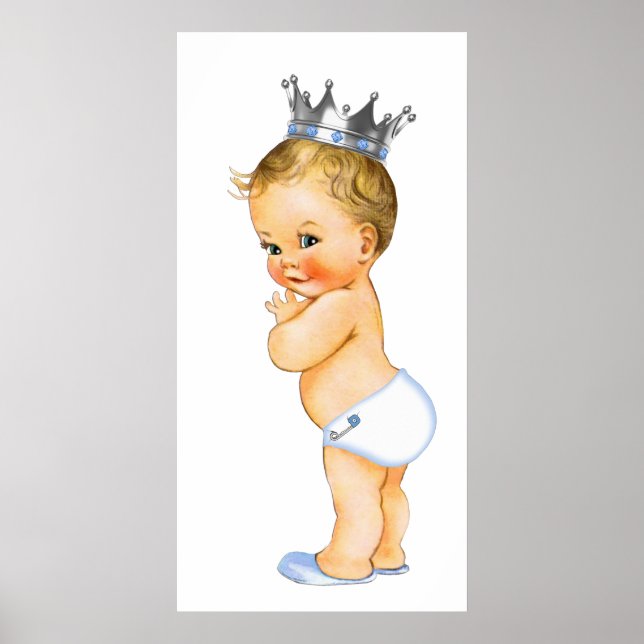 Liten prins baby pojke shower poster (Framsidan)