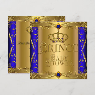 Liten prins baby shower pojke regal blå krona 9 inbjudningar