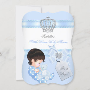 Liten prins baby shower Söt pojkleksak Björn Inbjudningar
