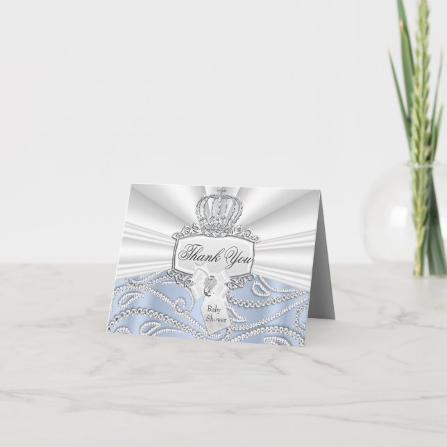 Liten prins diamant baby shower tackkort (Framsida)