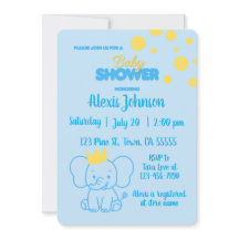 Liten prins elefant baby shower inbjudan