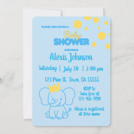 Liten prins elefant baby shower inbjudan