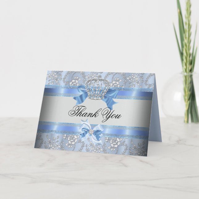 Liten prins krona baby shower tackkort (Framsida)