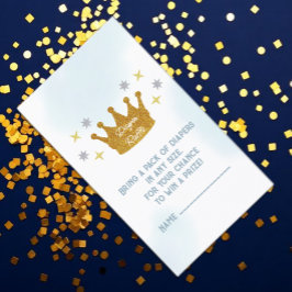 Liten prins pojke baby shower blöja lotteri tilläggskort