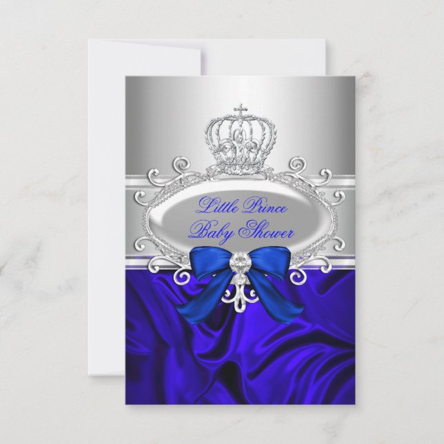 Liten prins Royal Blue Baby Shower Inbjudan (Framsida)