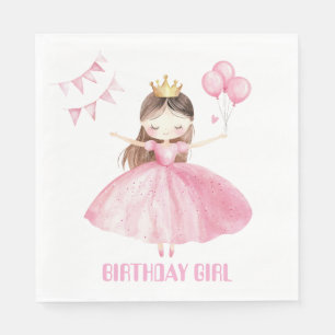 Liten Prinsessa 1-års Födelsedags Servetter Tjej
