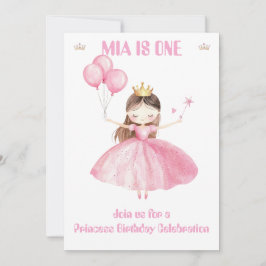 Liten Prinsessa 1-års Födelsedagsinbjudan Flickor Inbjudningar