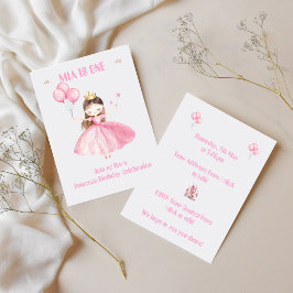 Liten Prinsessa 1-års Födelsedagsinbjudan Flickor Inbjudningar