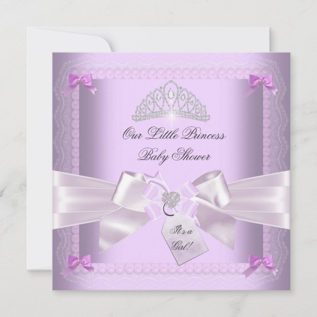 Liten prinsessa baby shower flicka lavendel inbjudningar (Framsida)