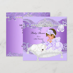 Liten prinsessa baby shower flicka Lavendel Lila 2 Inbjudningar