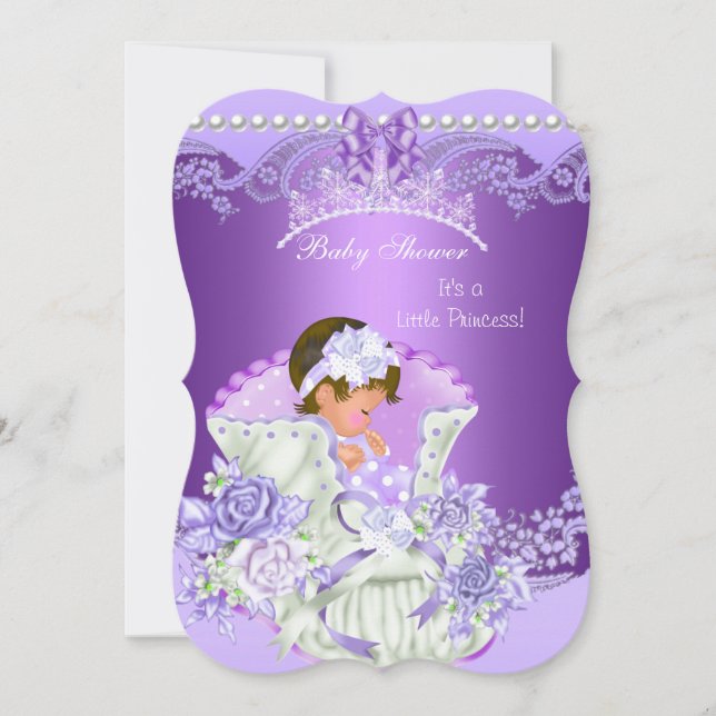 Liten prinsessa baby shower flicka lila krona B Inbjudningar (Framsida)