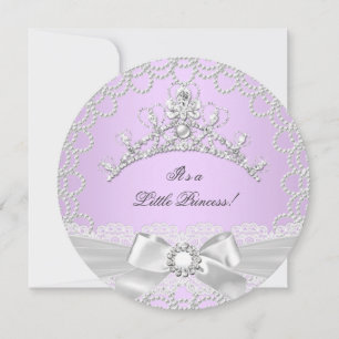 Liten prinsessa baby shower flicka lila pärl inbjudningar