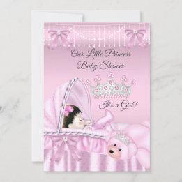 Liten prinsessa baby shower flicka rosa babysäng inbjudningar