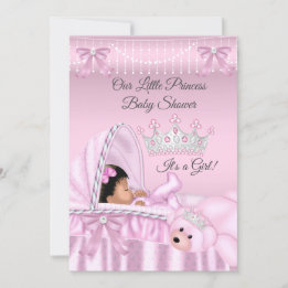 Liten prinsessa baby shower flicka rosa etnisk inbjudningar