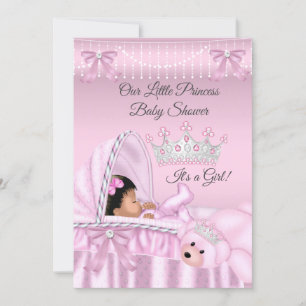 Liten prinsessa baby shower flicka rosa etnisk inbjudningar