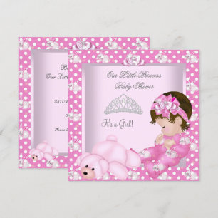 Liten prinsessa baby shower flicka rosa kaniner inbjudningar