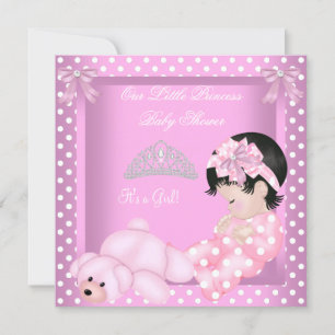 Liten prinsessa baby shower flicka rosa prickar 2 inbjudningar