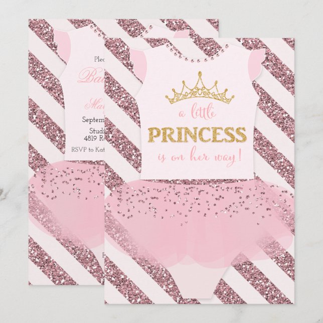 Liten prinsessa baby shower inbjudan (Fram/baksida)