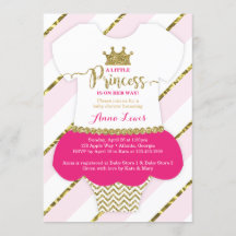 Liten prinsessa baby shower inbjudan, falsk glitte